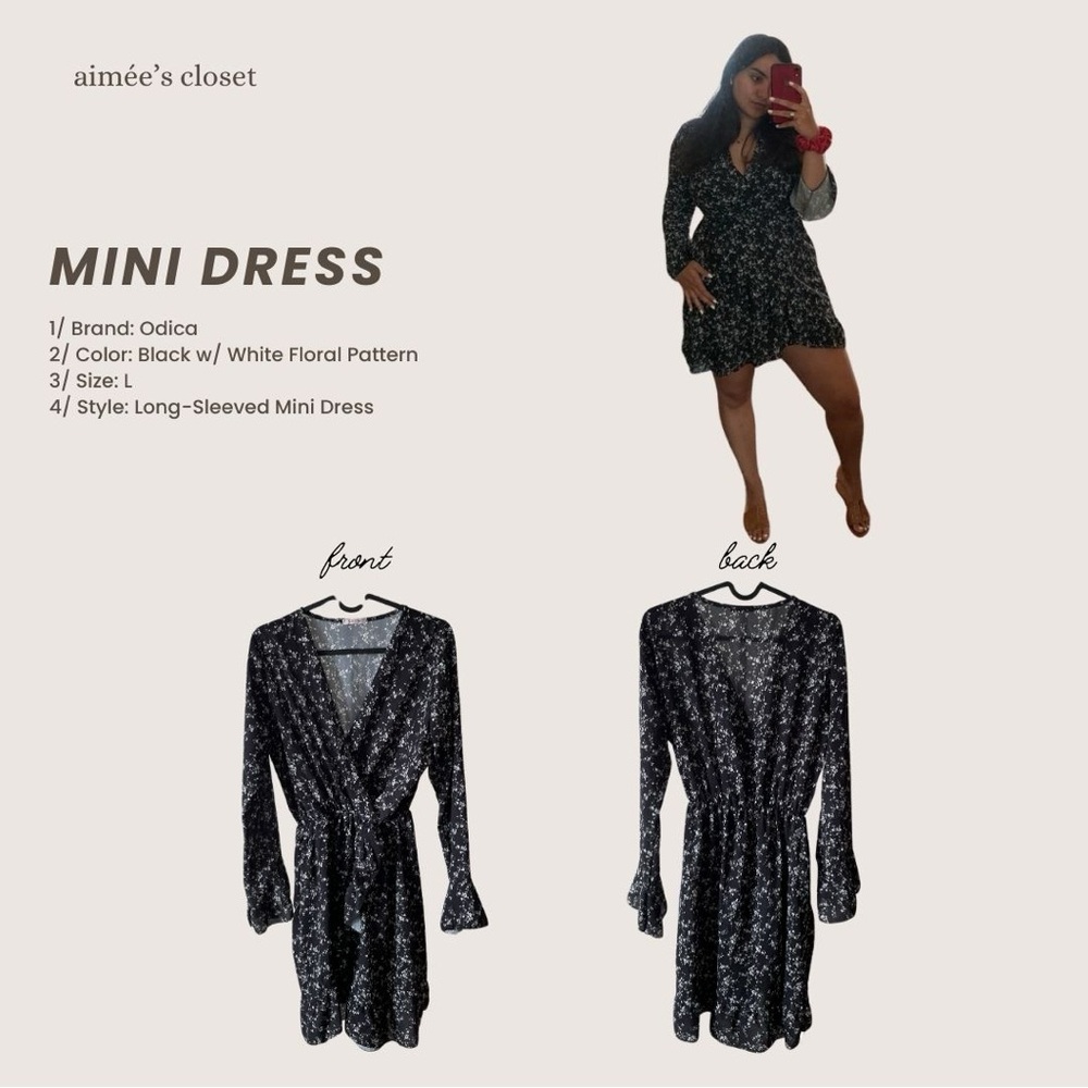 Black and White V-Neck Bell Sleeve Dress